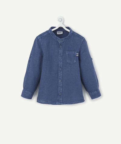 Shirt and polo radius - BLUE SHIRT IN LINEN AND COTTON