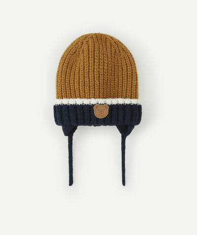 Baby-boy radius - BABY BOYS' NAVY AND BROWN RECYCLED FIBRE KNITTED HAT
