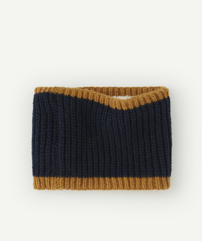 Baby-boy radius - BABY BOYS' NAVY AND BROWN RECYCLED FIBRE KNITTED SNOOD