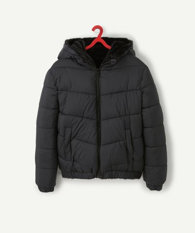 New collection Sub radius in - GIRLS' REVERSIBLE BLACK AND FAUX FUR JACKET MADE WITH RECYCLED PADDING