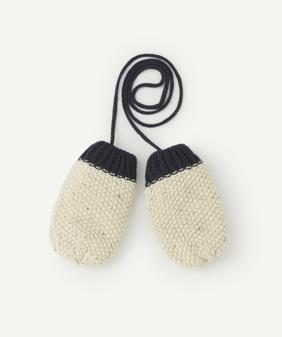 Nice price radius - BABY BOYS' BEIGE AND BLUE RECYCLED FIBRE MITTENS