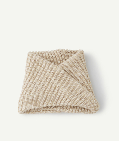 Girl radius - GIRLS' KNITTED NECK WARMER IN BEIGE AND GOLD-TONE RECYCLED FIBRES
