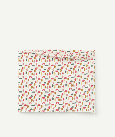 Accessories radius - GIRLS' SNOOD IN ORGANIC COTTON WITH A COLOURFUL GEOMETRIC PRINT