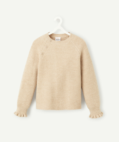 Pullover - Cardigan radius - GIRLS' GOLD-TONE SPARKLY KNITTED JUMPER IN RECYCLED FIBRES