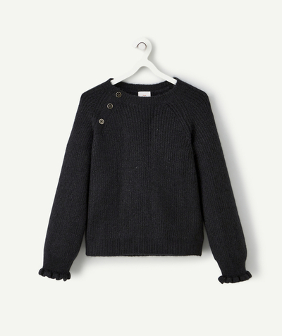 Girl radius - GIRLS' BLACK GLITTER KNITTED JUMPER WITH RECYCLED FIBRES