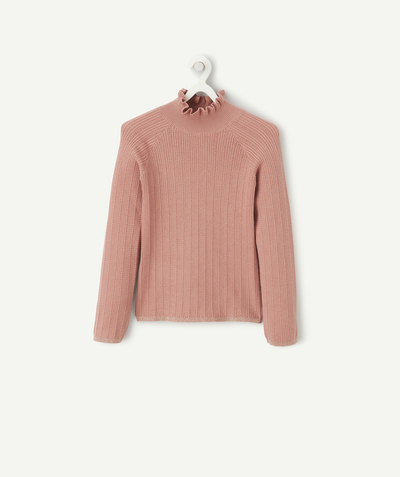 Girl radius - GIRL'S JUMPER IN OLD ROSE ORGANIC COTTON WITH OPENWORK DETAILS