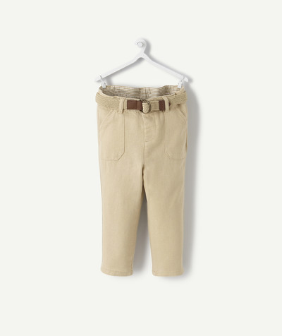 Trousers radius - BEIGE CHINO TROUSERS IN LINEN AND VISCOSE WITH A BELT