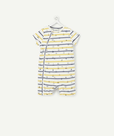 All collection radius - SHORT STRIPED SLEEPSUIT IN ORGANIC COTTON