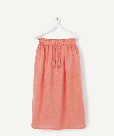 BOTTOMS radius - SKIRT IN CORAL COTTON CHEESECLOTH