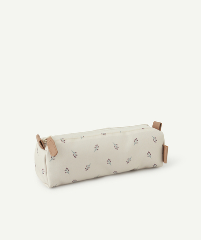 Girl radius - CHILDREN'S BEIGE RECYCLED PLASTIC PENCIL CASE WITH BERRY PRINT