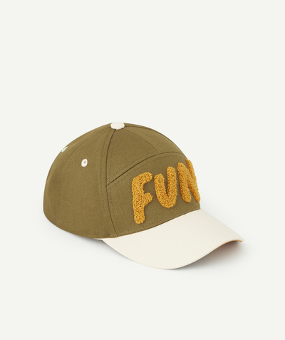 Boy radius - OLIVE GREEN CAP WITH A FUN MESSAGE IN BOUCLE