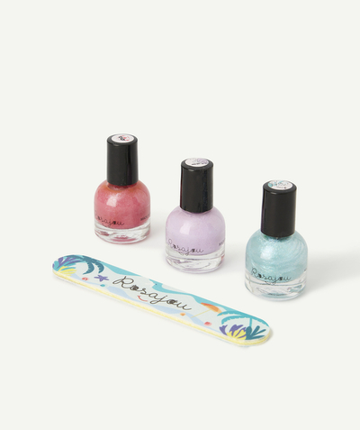 New collection Sub radius in - SET OF THREE PINK, BLUE AND MAUVE VARNISHES AND NAIL FILE