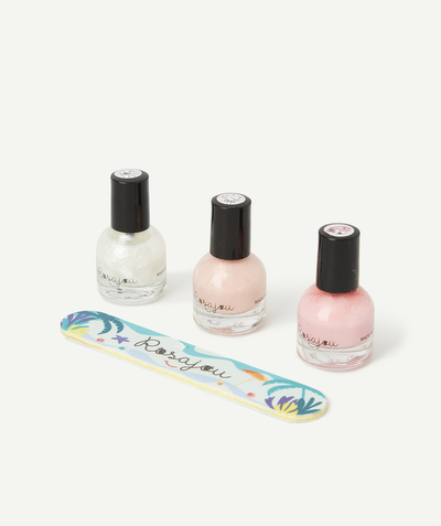 New collection Sub radius in - SET OF THREE PINK AND WHITE VARNISHES AND NAIL FILE
