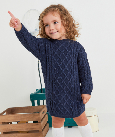 Our latest looks radius - GIRLS' NAVY BLUE CABLE KNIT DRESS