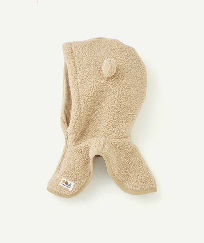 Baby-boy radius - BABY BOYS' ZIP-UP HOOD AND COLLAR IN BEIGE SHERPA WITH EARS AND A PATCH