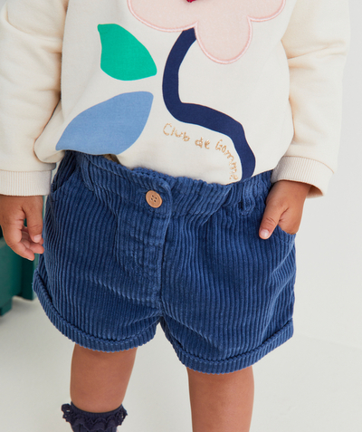 Our latest looks radius - BABY GIRLS' NAVY BLUE CORDUROY SHORTS IN ORGANIC COTTON
