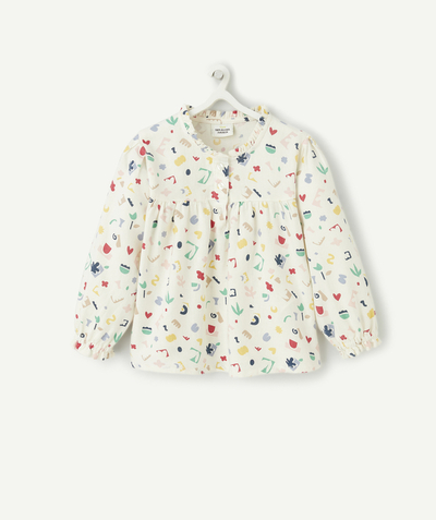 Baby-girl radius - BABY GIRLS' WHITE BLOUSE WITH COLOURFUL GEOMETRIC SHAPES