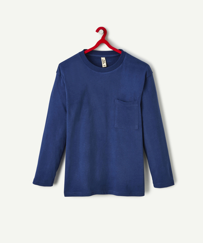 T-shirt  radius - BOYS' BLUE LONG-SLEEVED COTTON T-SHIRT