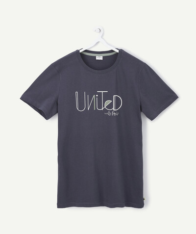 Low prices  radius - NAVY BLUE T-SHIRT IN ORGANIC COTTON WITH A MESSAGE