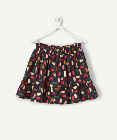 Girl radius - GIRLS' RUFFLED SHORT SKIRT IN COTTON AND PRINTED WITH COLOURFUL MOTIFS