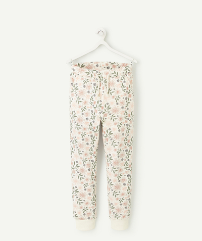 Nice price radius - GIRLS' CREAM JOGGING PANTS IN RECYCLED FIBRES WITH A FLORAL PRINT