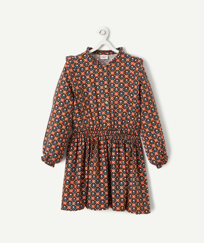 Girl radius - GIRLS' LONG DRESS IN ECO-FRIENDLY VISCOSE WITH A FLORAL PRINT