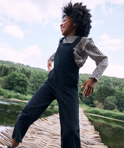 Jumpsuits - Dungarees radius - GIRLS' JUMPSUIT IN DARK GREY RECYCLED FIBRES WITH STRAPS