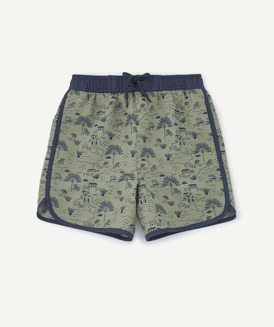 Outlet radius - PALM TREE PRINT KHAKI SWIMMING SHORTS IN RECYCLED FIBRES