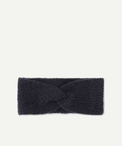 New collection Sub radius in - GIRLS' NAVY BLUE TWISTED KNIT HEADBAND IN RECYCLED FIBRES