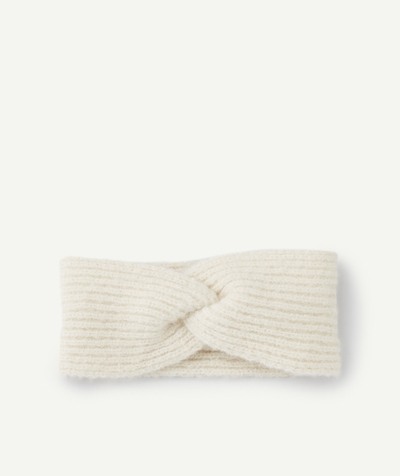 Accessories radius - GIRLS' CREAM KNITTED HEADBAND IN RECYCLED FIBRES WITH A BOW