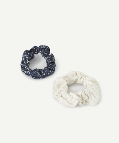 New collection Sub radius in - SET OF 2 GIRLS' BEIGE AND BLUE FLORAL PRINT CORDUROY SCRUNCHIES