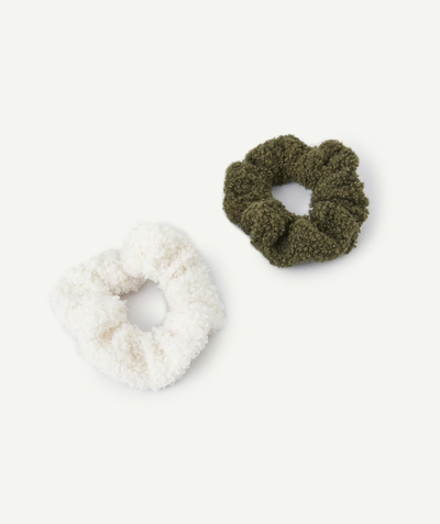 New collection Sub radius in - GIRL'S KHAKI AND WHITE TERRY FABRIC SCRUNCHIES