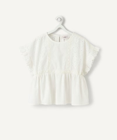 TOP radius - WHITE BLOUSE WITH BRODERIE ANGLAIS