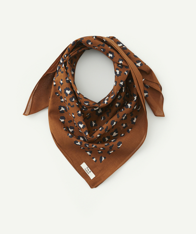 New collection Sub radius in - GIRL'S BROWN ORGANIC COTTON SCARF WITH LEOPARD PRINT