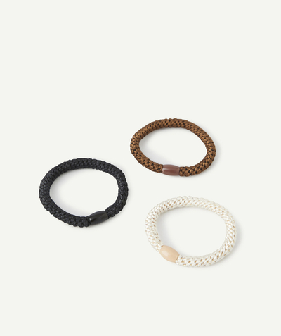 New collection Sub radius in - SET OF THREE GIRLS' BLACK, BROWN AND WHITE BRAIDED SCRUNCHIES