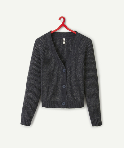 Girl radius - GIRLS' KNITTED CARDIGAN WITH SILVER DETAILS
