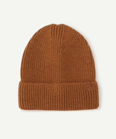 Teen boys' clothing radius - BOYS' BROWN KNITTED BEANIE IN RECYCLED FIBRES