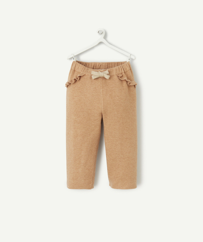 Baby-girl radius - BABY GIRLS' BROWN TROUSERS IN RECYCLED FIBRES WITH RUFFLES