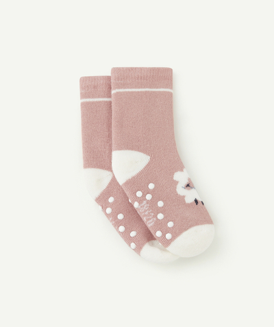 Baby-girl radius - A PAIR OF PINK ORGANIC COTTON SKID-RESISTANT SOCKS FOR BABY GIRLS