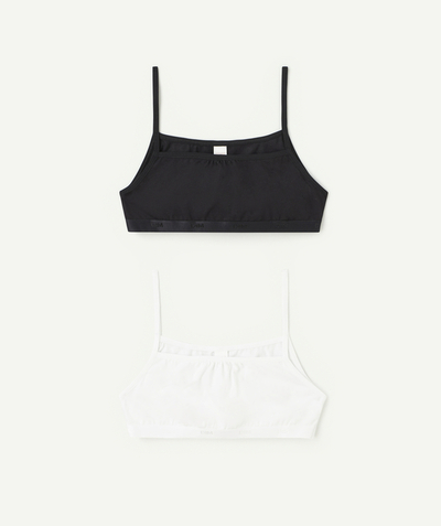 DIM ® Onderafdeling,Onderafdeling - SET OF TWO LES POCKETS BLACK AND WHITE COTTON CROP TOPS