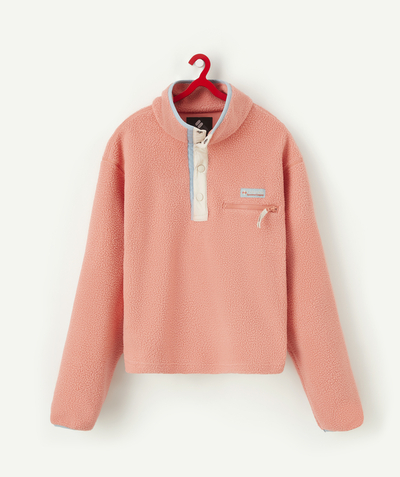 New collection Sub radius in - GIRLS' HELVETIA PINK AND BLUE HALF-BUTTONED FLEECE