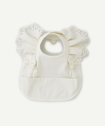 Nieuwe collectie Afdeling,Afdeling - CREAM RUFFLED BIB WITH EMBROIDERED DETAILS