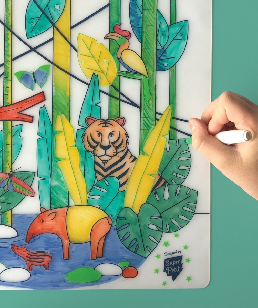 Le set de table à colorier effaçable jungle - TU