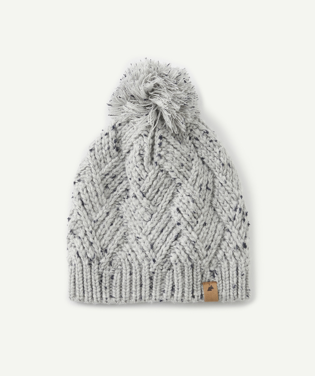 Le bonnet en tricot gris avec pompon en fibres recyclées - 2-4 A