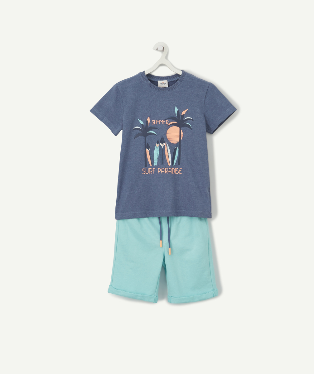Pyjama short bleu garçon imprimé summer et surf - 10 A