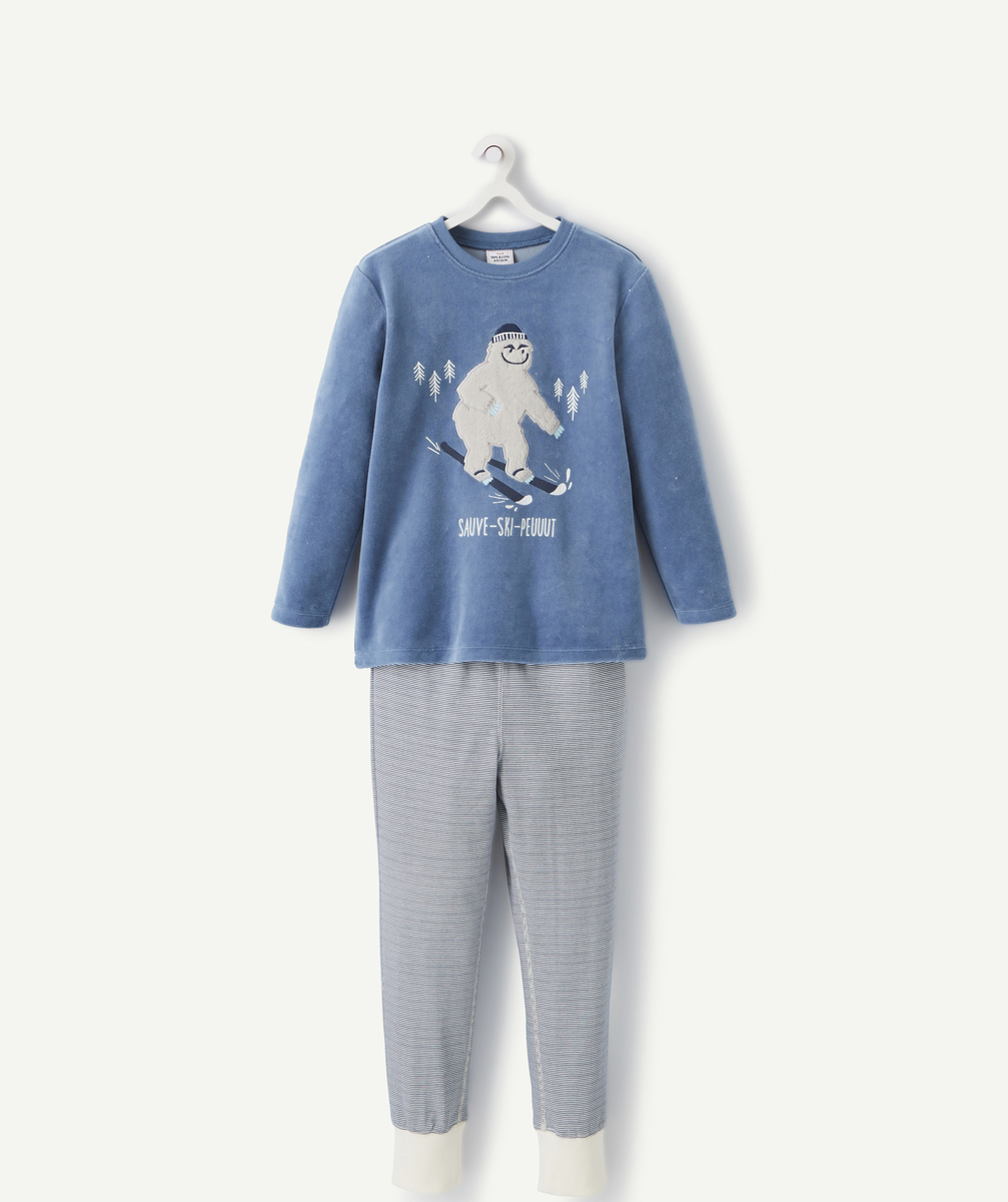 Pyjama bleu garçon en coton mélangé thème ski - 2 A