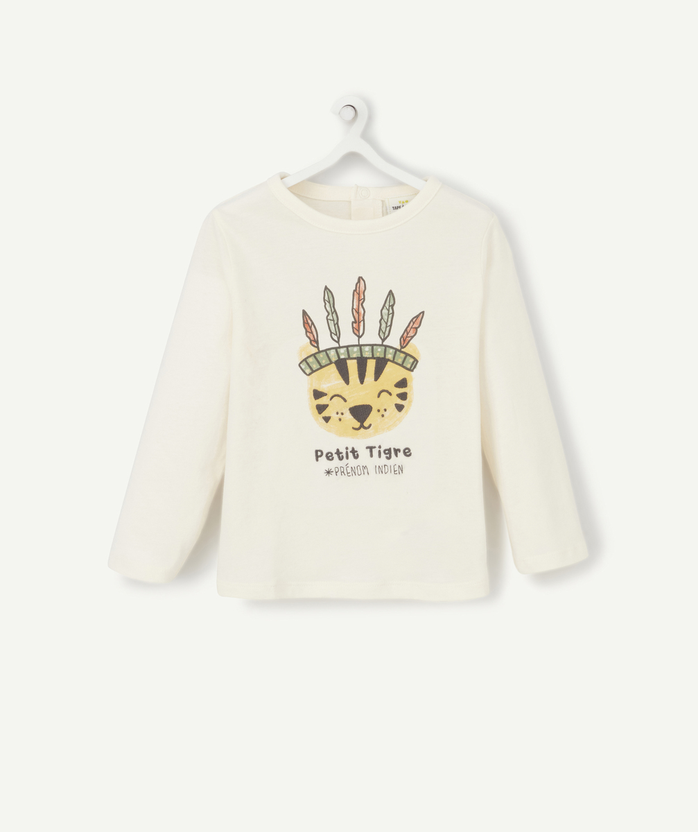 T-shirt bébé garçon en fibres recyclées avec tigre indien - 6 M