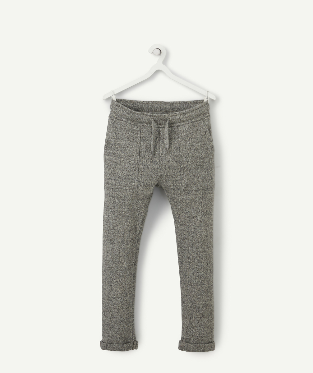 Pantalon de jogging garçon en molleton gris chiné - 12 A