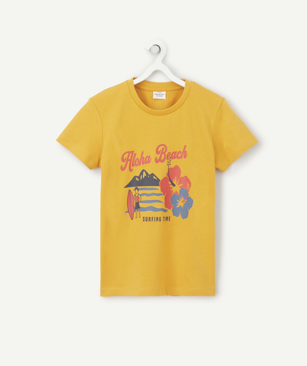 T-shirt garçon en coton biologique jaune avec imprimé surf - 8 A