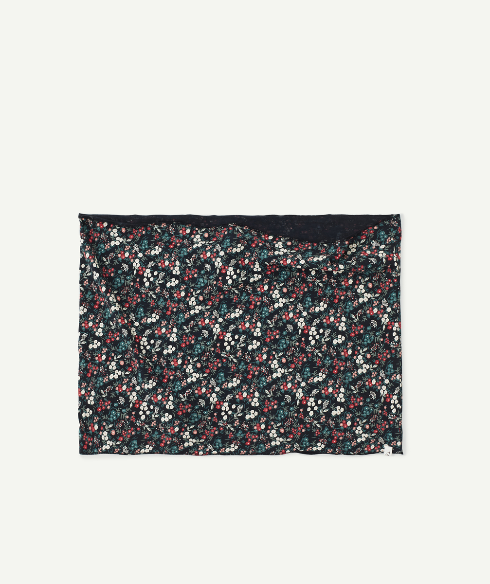 Le snood léger bleu marine fleuri - TU